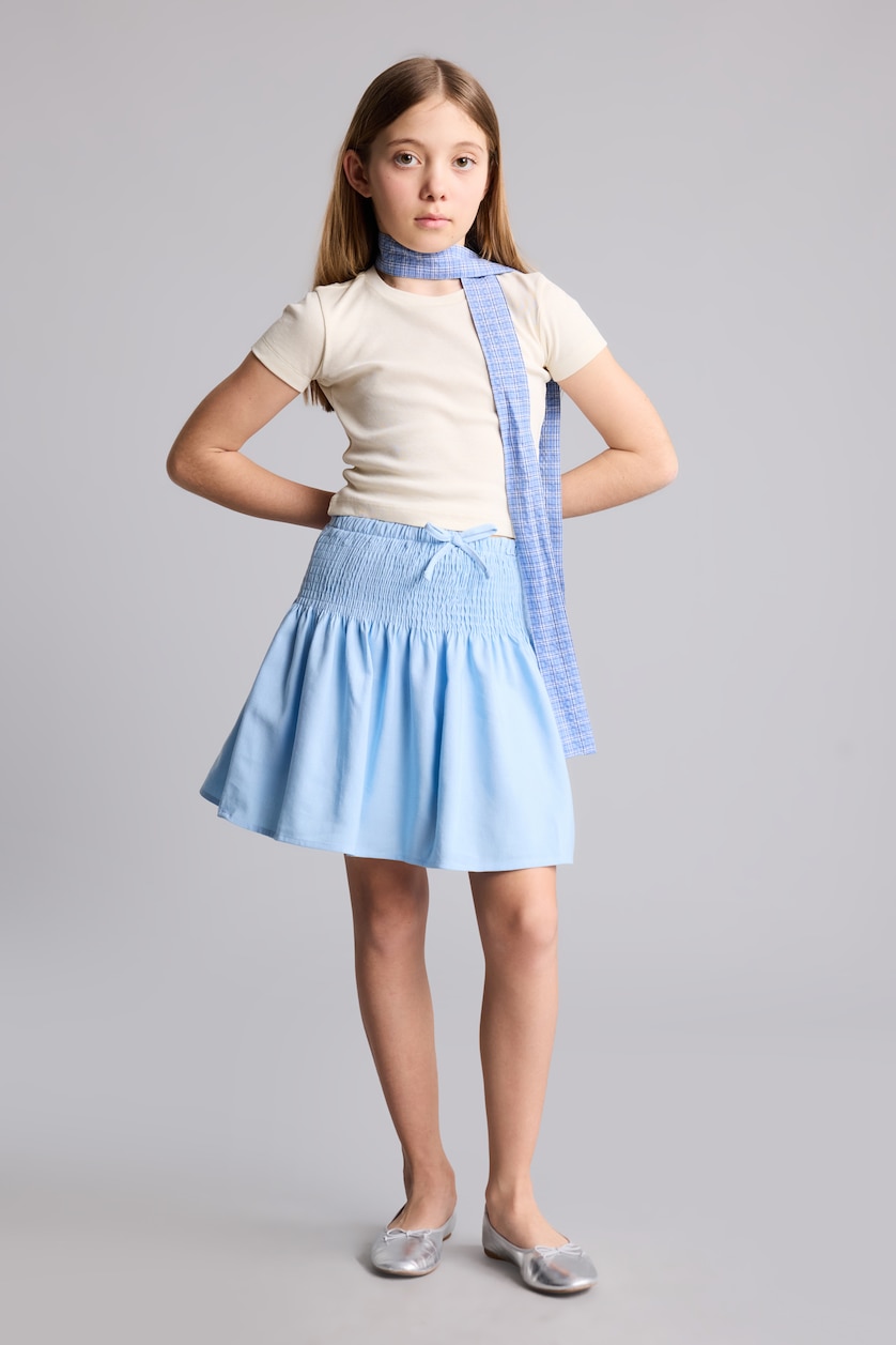 Girls & Teens Light Blue تنورة بناتي ذو مظهر كتان