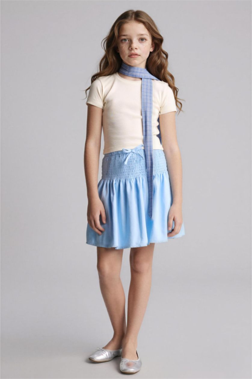 Girls & Teens Light Blue تنورة بناتي ذو مظهر كتان