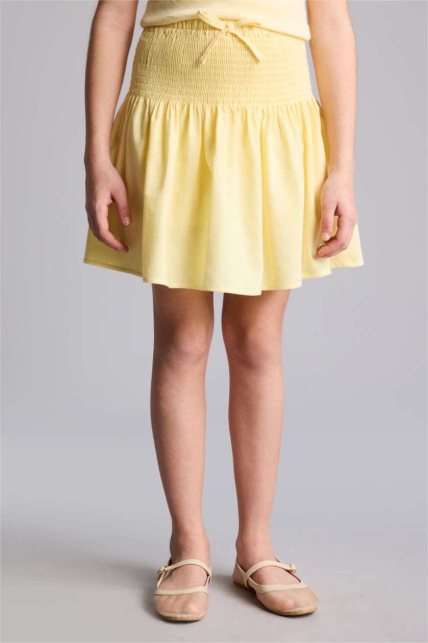 Girls & Teens Yellow تنورة بناتي ذو مظهر كتان