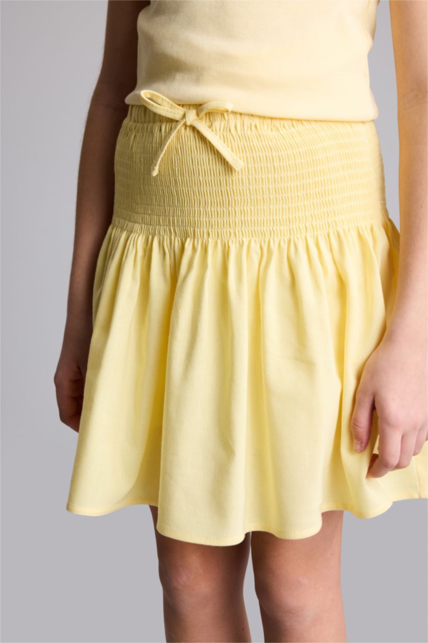 Girls & Teens Yellow تنورة بناتي ذو مظهر كتان