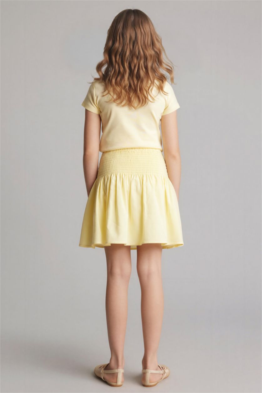 Girls & Teens Yellow تنورة بناتي ذو مظهر كتان