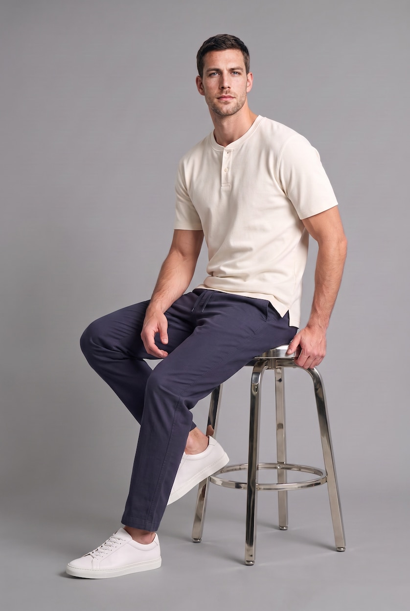 MAN Ecru Slim Fit Waffle Textured Basic T-Shirt