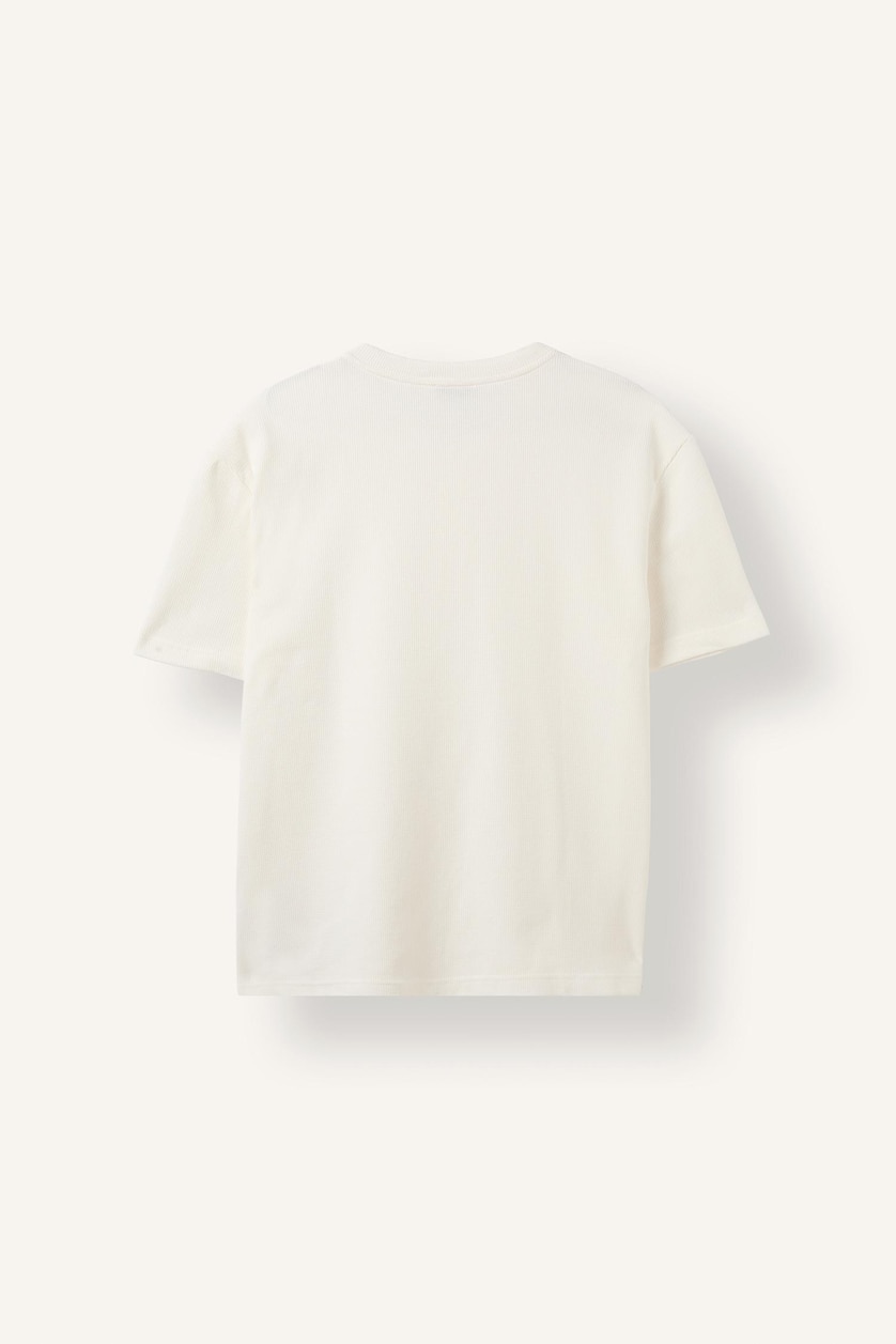 MAN Ecru Slim Fit Waffle Textured Basic T-Shirt
