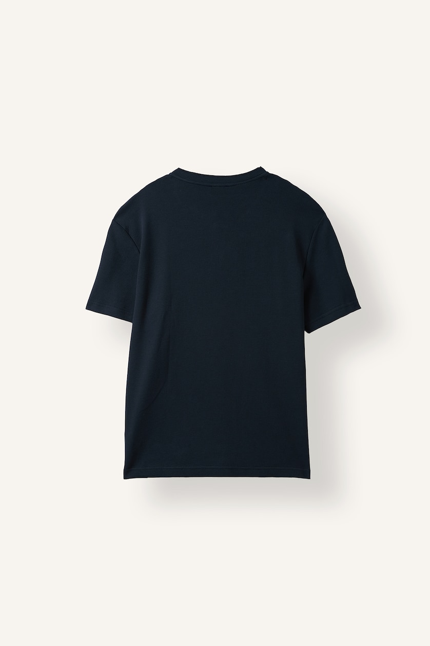 Erkek Lacivert Slim Fit Henley Yaka Basic Tişört