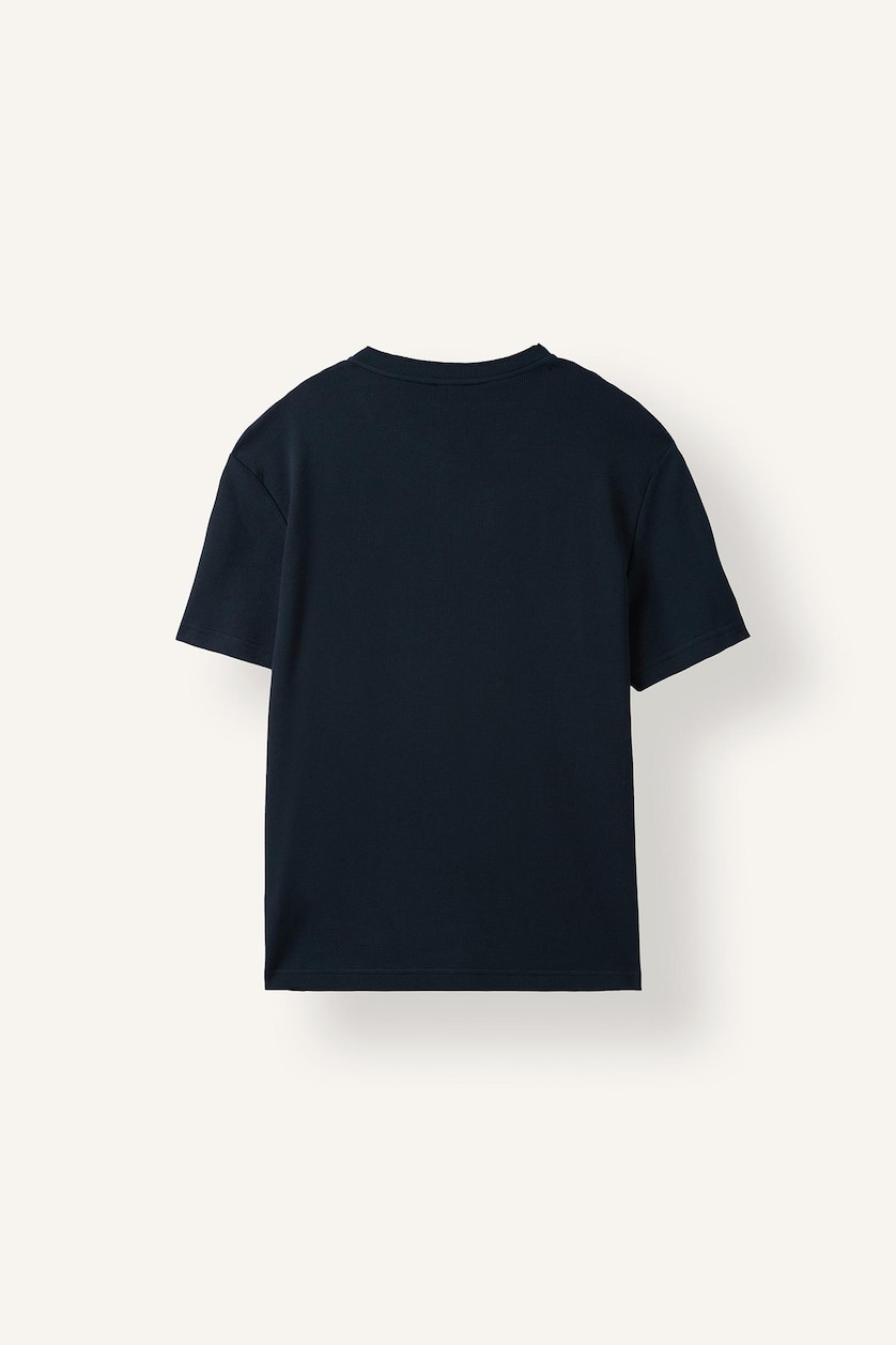 HOMME Marin T-shirt basique à manches courtes en maille gaufrée à col Henley Coupe slim