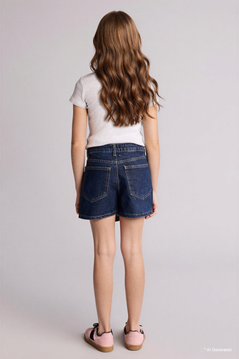 Young Girls - Teen Girls Dark Blue Girl Denim Shorts