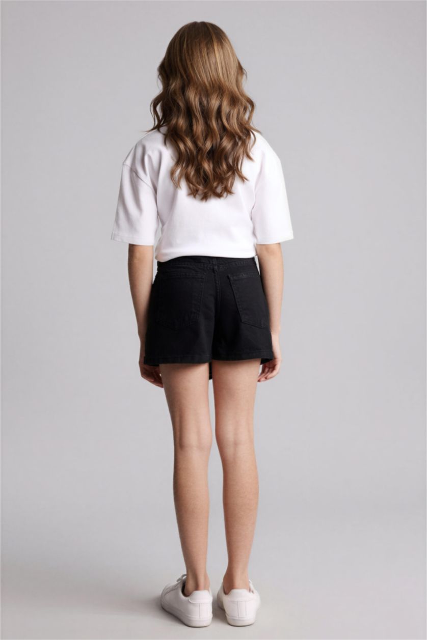 Kız Çocuk - Genç Kız Siyah Jean Şort Etek Kız Çocuk