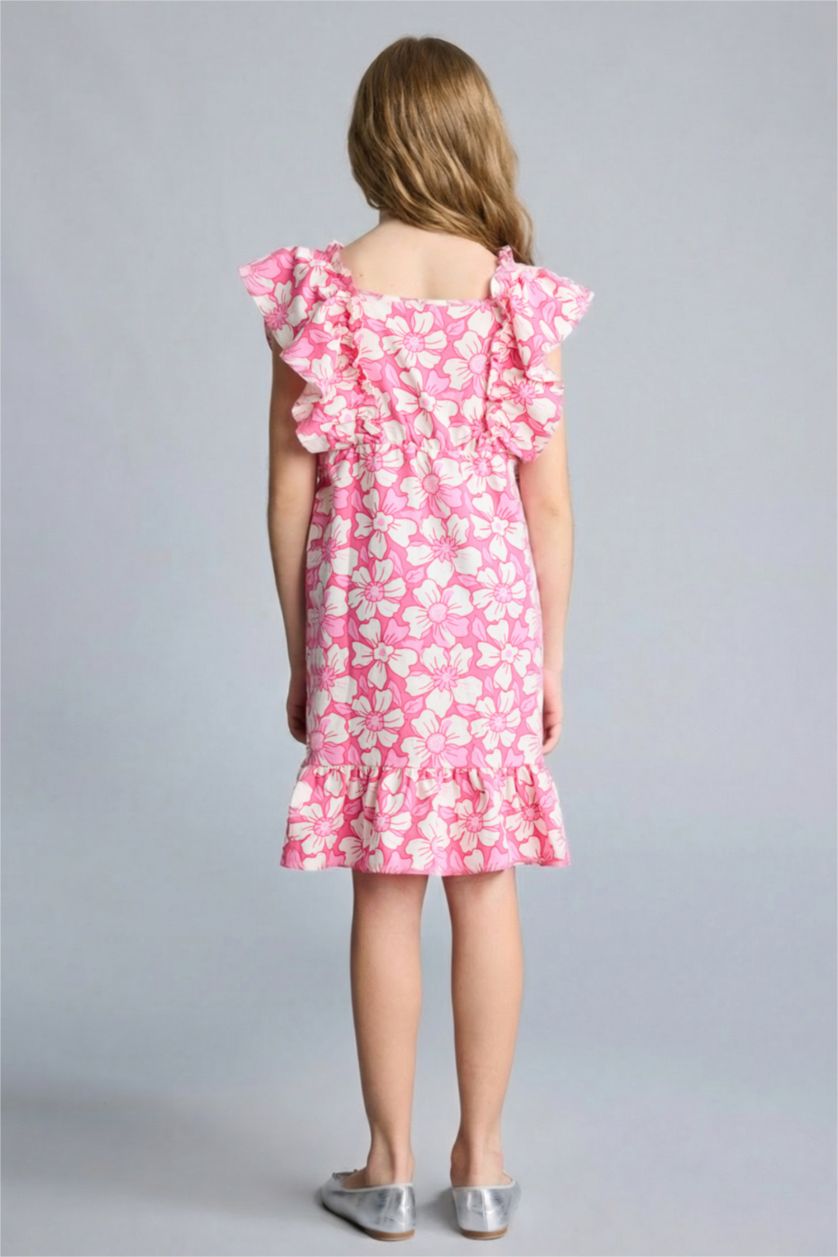 Kız Çocuk - Genç Kız Ekru Keten Elbise Kız Çocuk