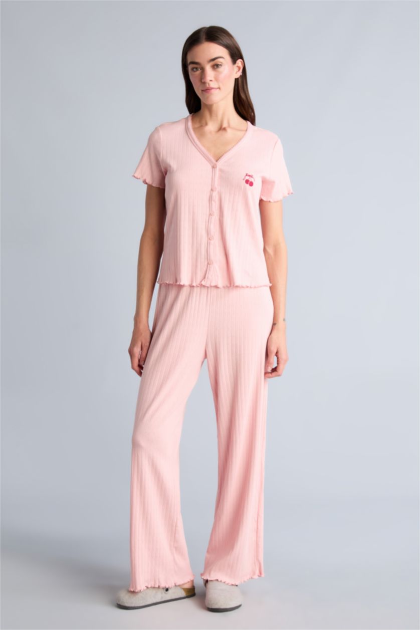 Kadın Pembe Regular Fıt Kısa Kollu 2'li Takım