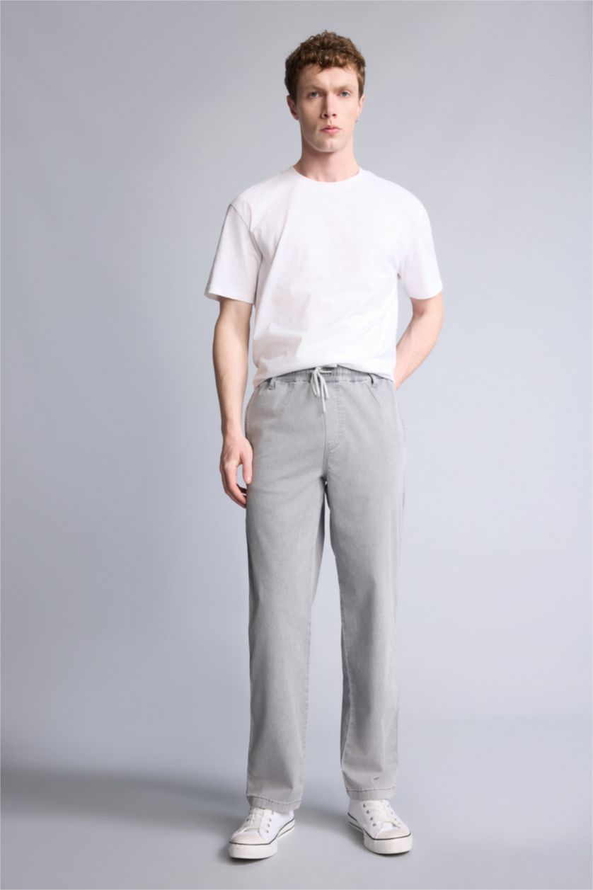 Erkek Açık Gri Wıde Leg Pantolon