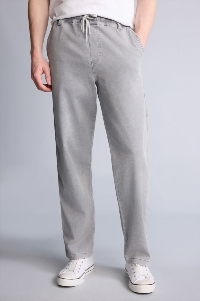 Erkek Açık Gri Wıde Leg Pantolon