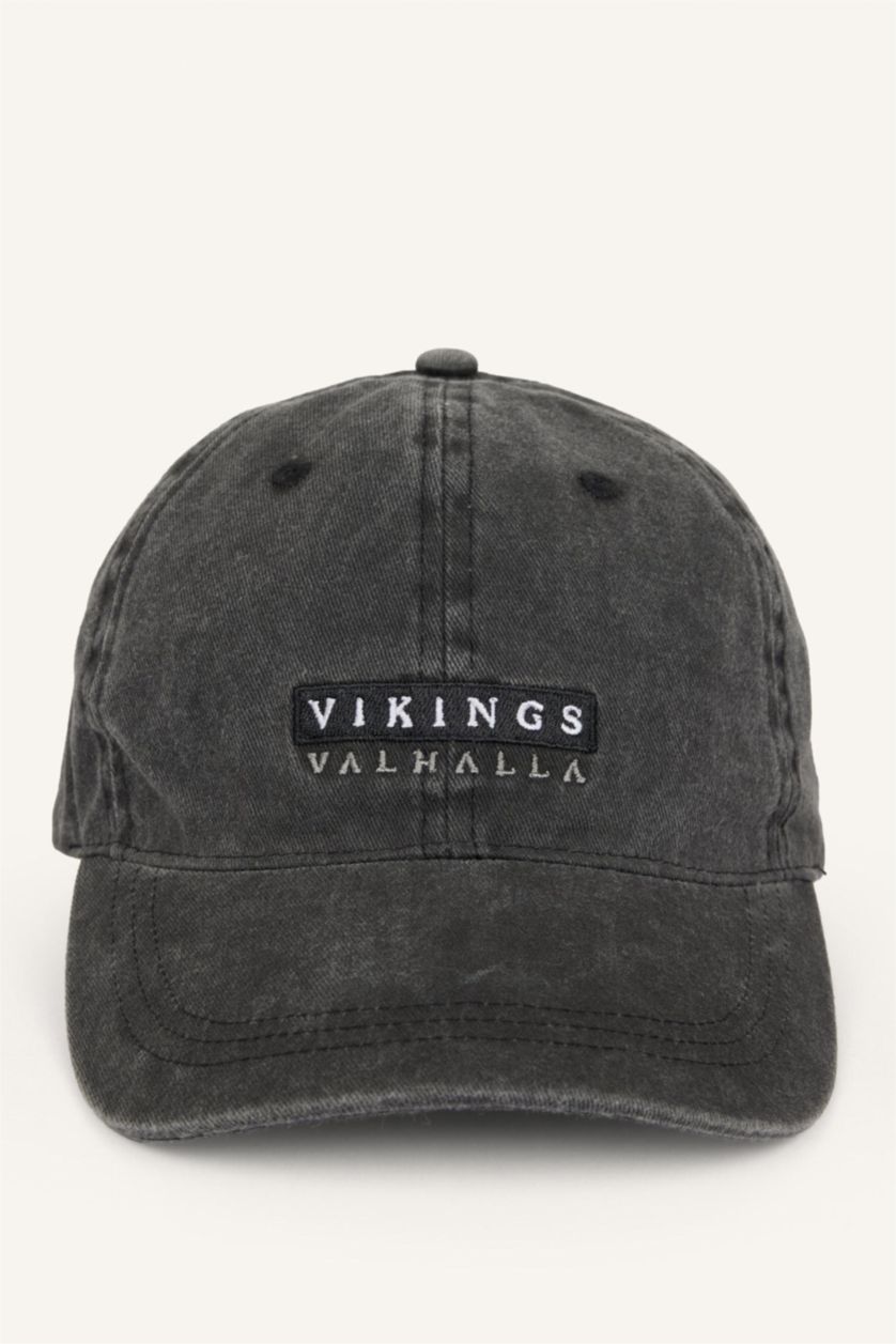 Men Anthracite Man Cotton Embroidered Vikings Hat