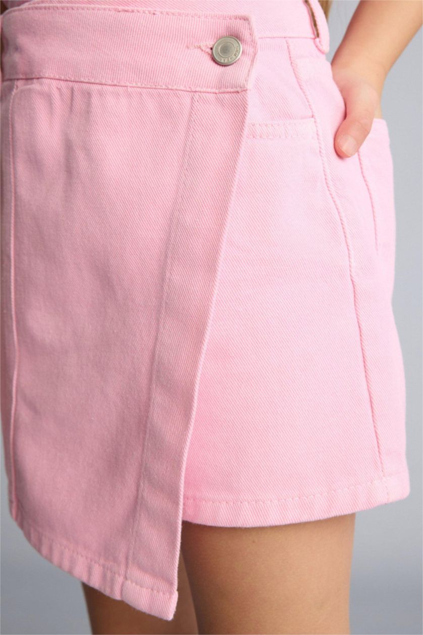 Kız Çocuk - Genç Kız Pembe Jean Şort Etek