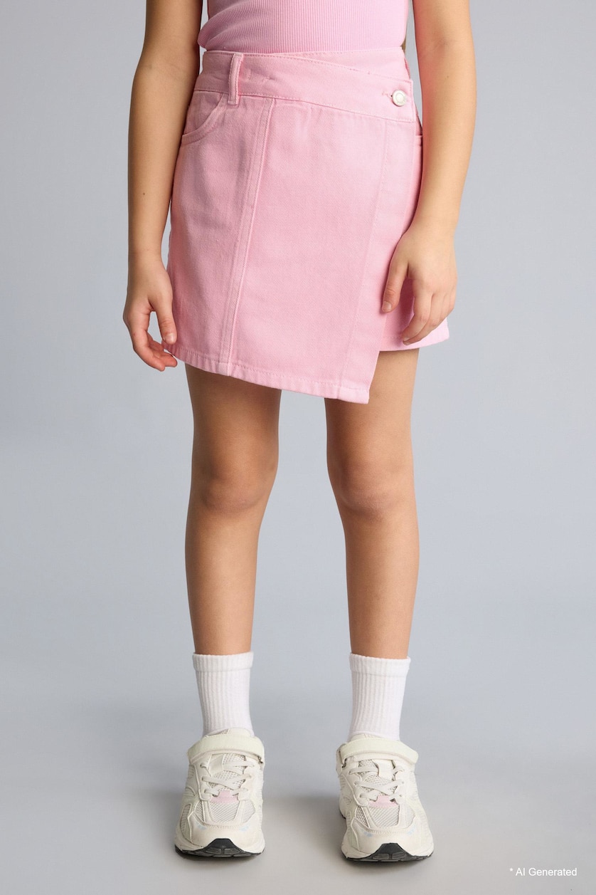 GIRLS & TEENS Pink Girl 100% Cotton Denim Skort