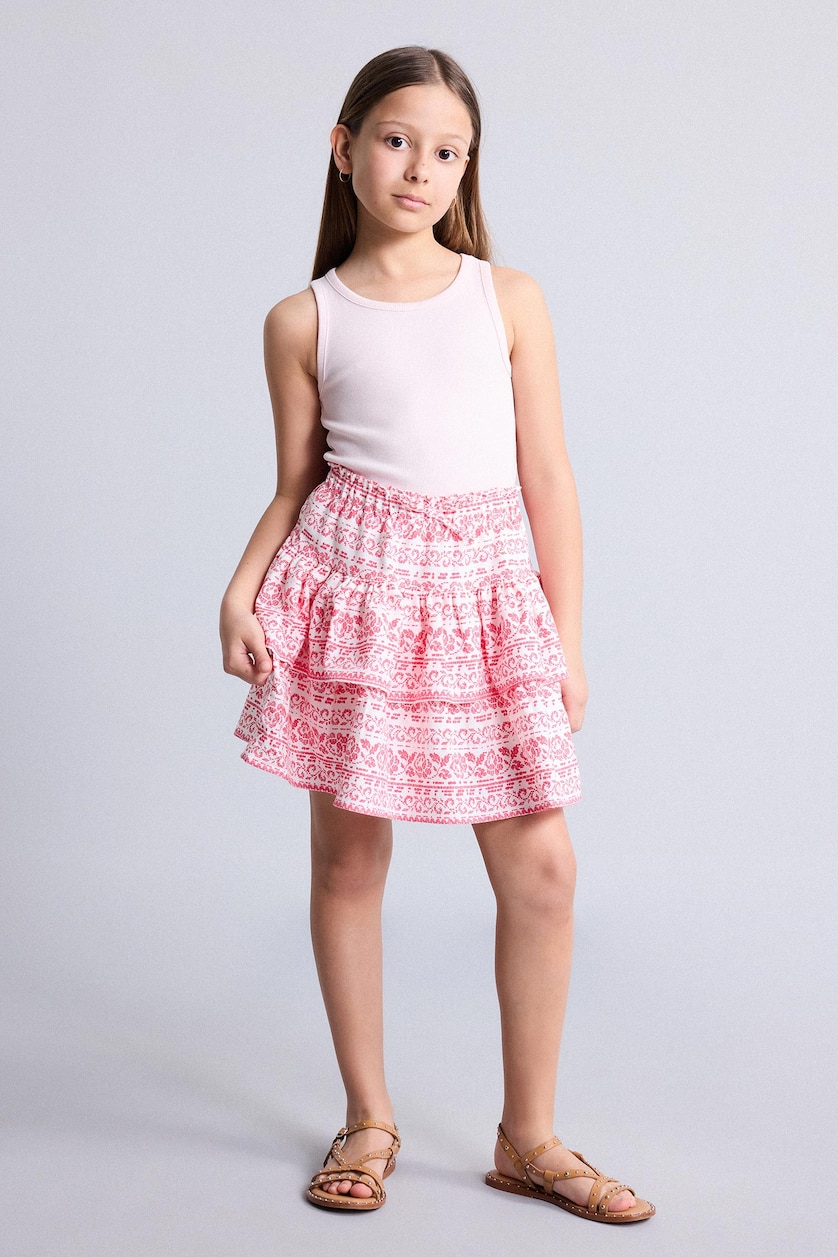 Young Girls - Teen Girls Coral Girl Linen Look Skirt