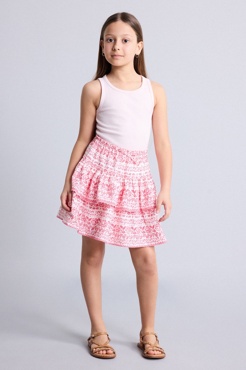 Young Girls - Teen Girls Coral Girl Linen Look Skirt