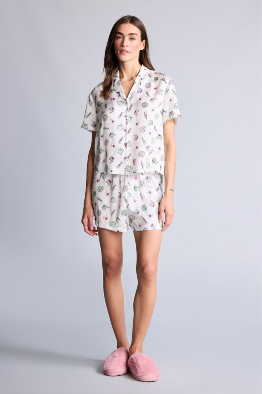 نساء بيج فاتح سيت بجامة قصة عادية - قطعتين