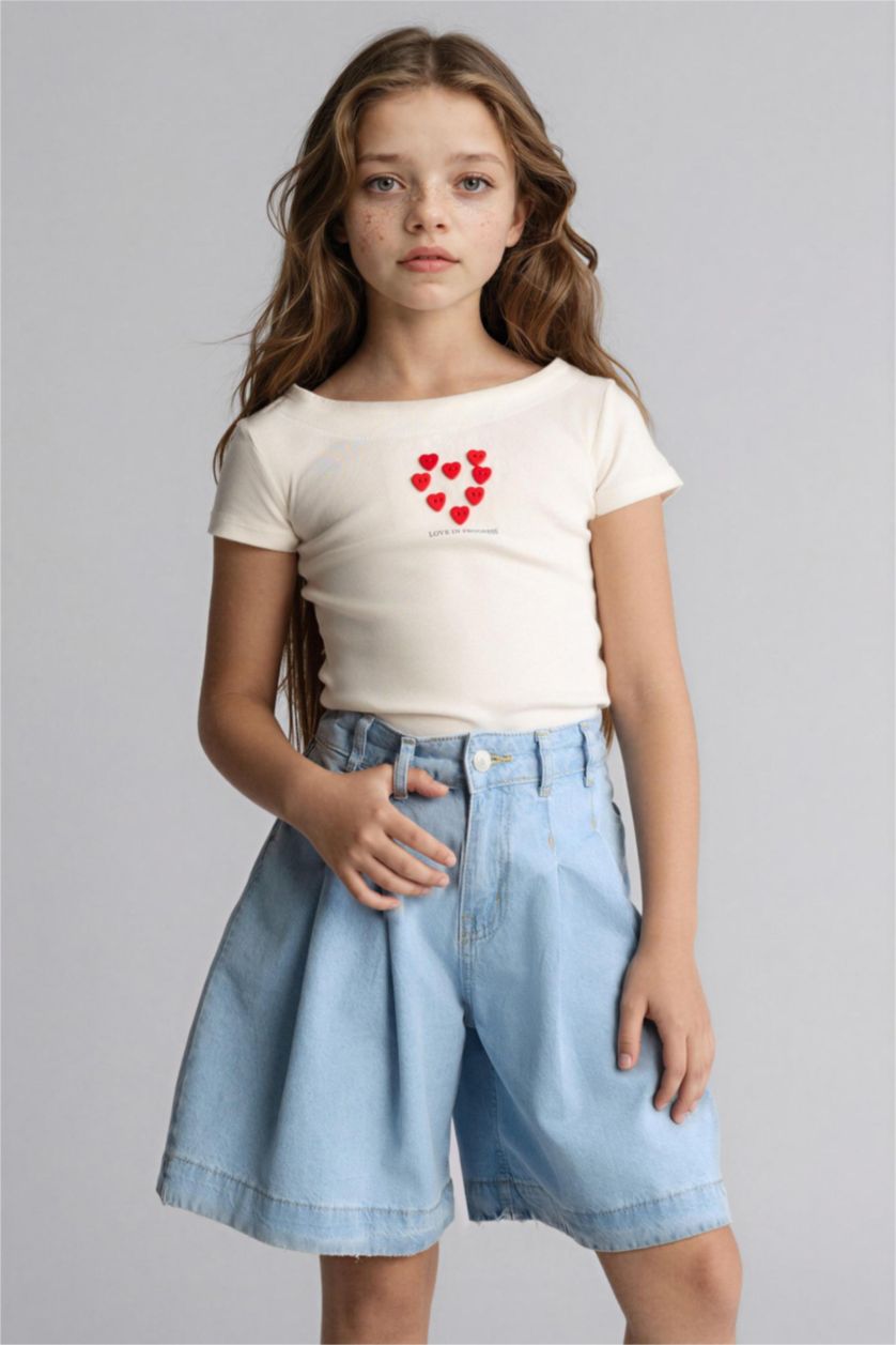 Kız Çocuk - Genç Kız Açık Mavi Jean Şort 