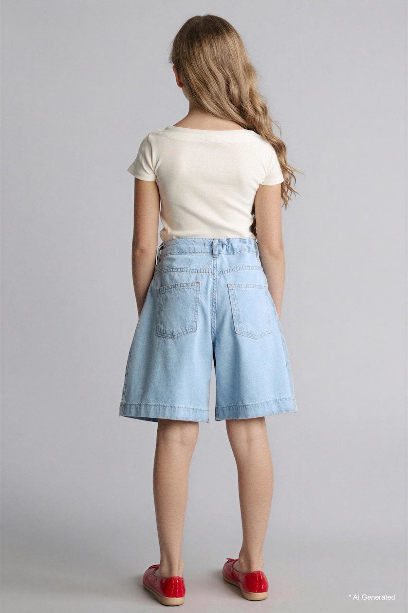 Young Girls - Teen Girls Light Blue Girl 100% Cotton Denim Shorts