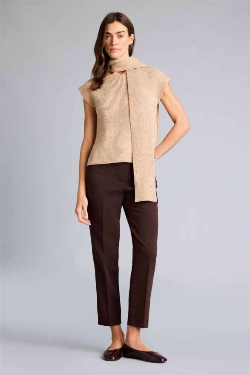 حريمي بيج فيست تريكو مضلع قصة عادية بسكارف