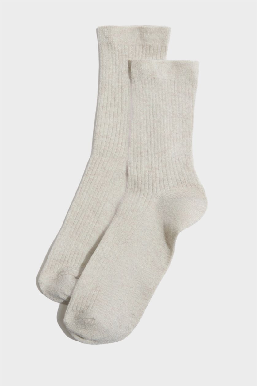 Kadın Vison Orta Kadın Simli 3'lü Pamuklu Uzun Çorap