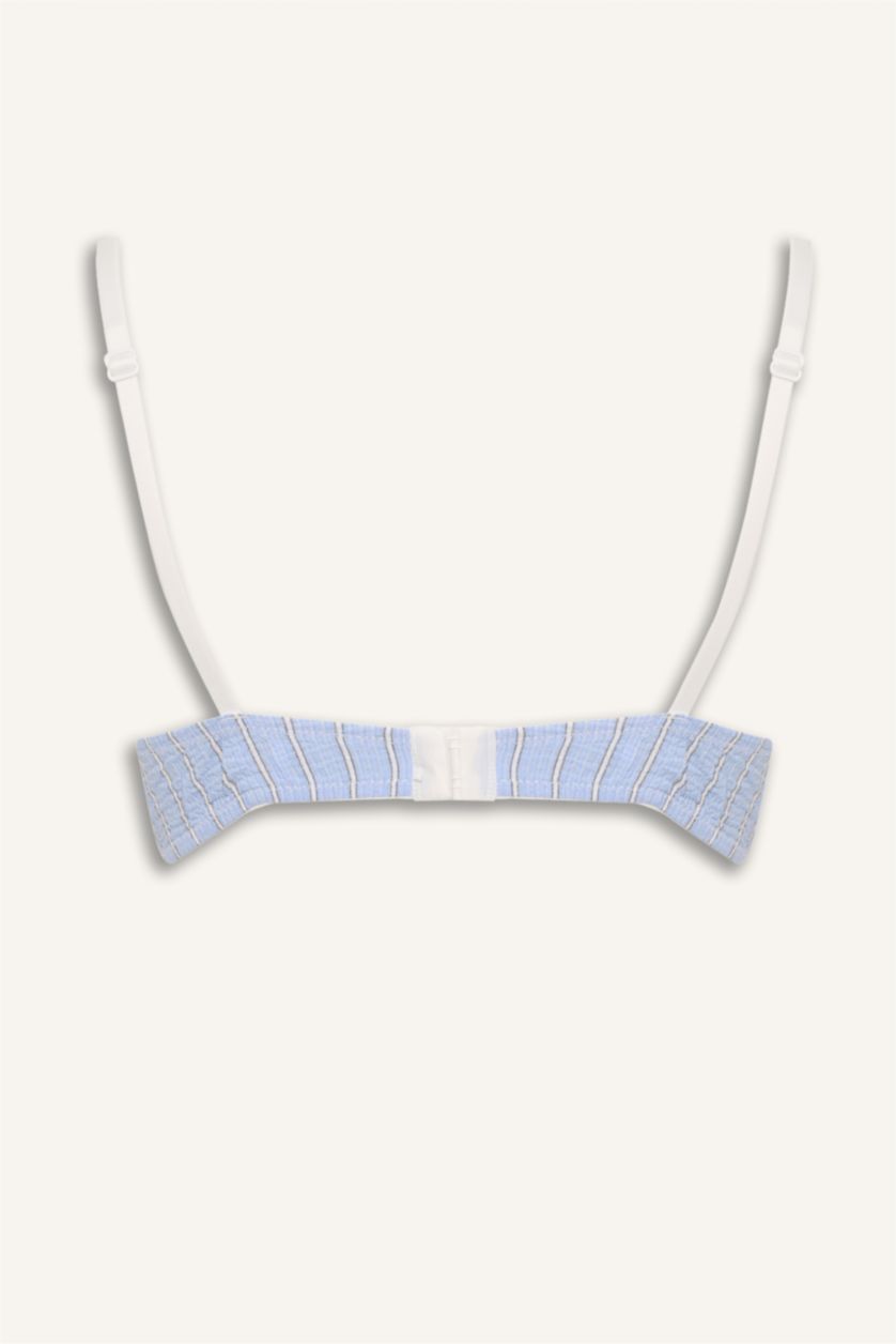 Kadın Açık Mavi Poplin Kaplı Push Up Balenli Bra