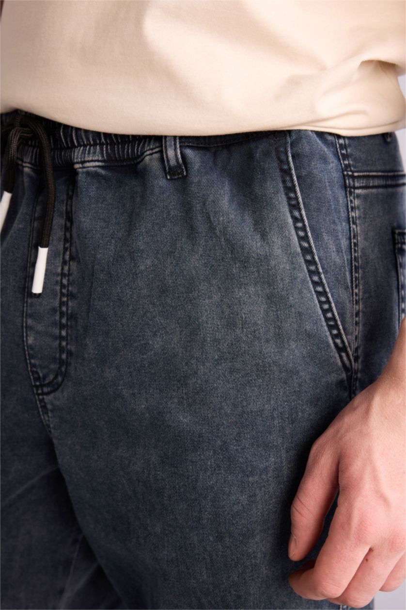 Erkek Mavi Siyah Wıde Leg Pantolon