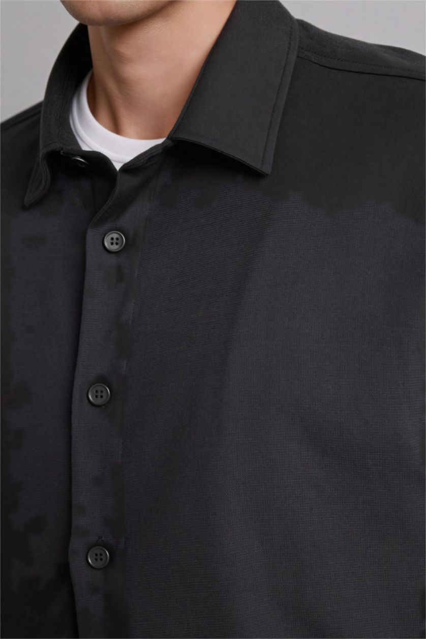 Man Anthracite قميص ردن طويل اوفر سايز محكم