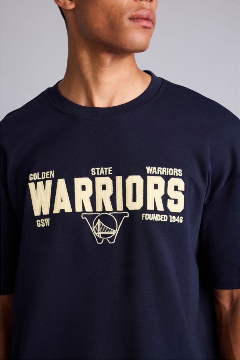 Erkek Lacivert NBA Oversize Kısa kollu Tişört