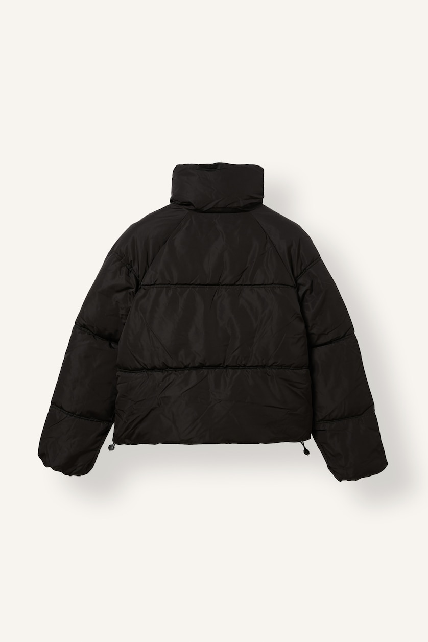 FEMME Noir Veste matelassée à col montant Coupe régulière