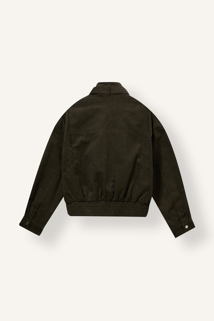Women Khaki Button up Puffer Jacket