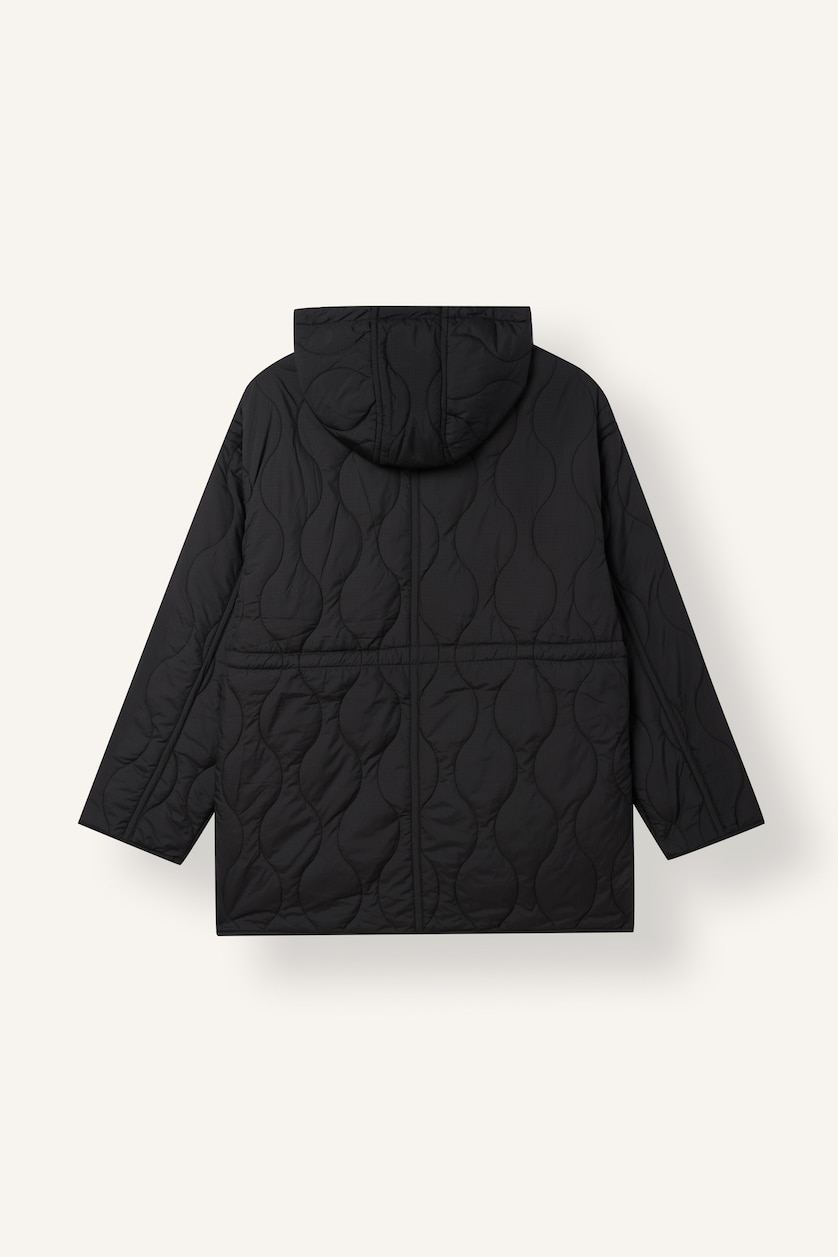 FEMME Noir Veste matelassée déperlante à capuche et fermeture éclair Coupe régulière
