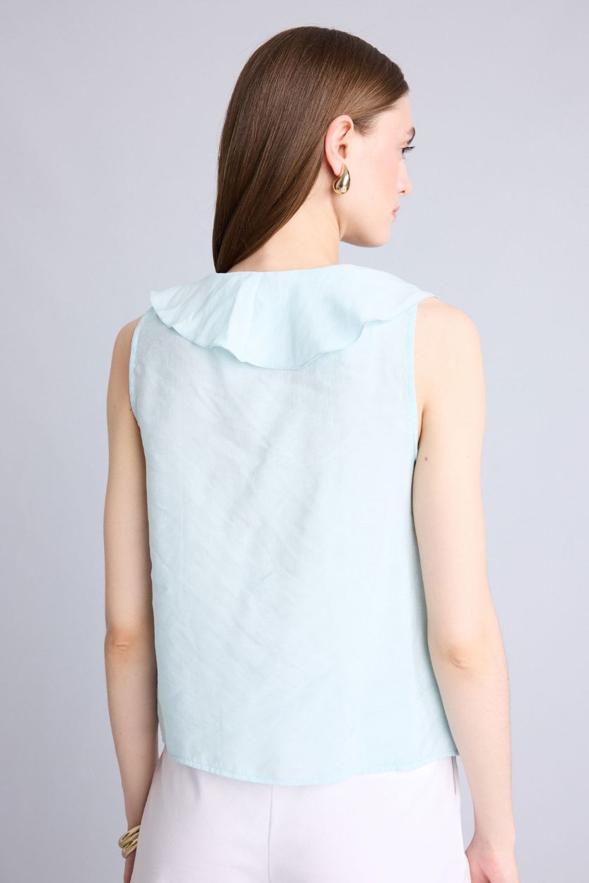 Kadın Açık Mavi Regular Fit Kolsuz Bluz