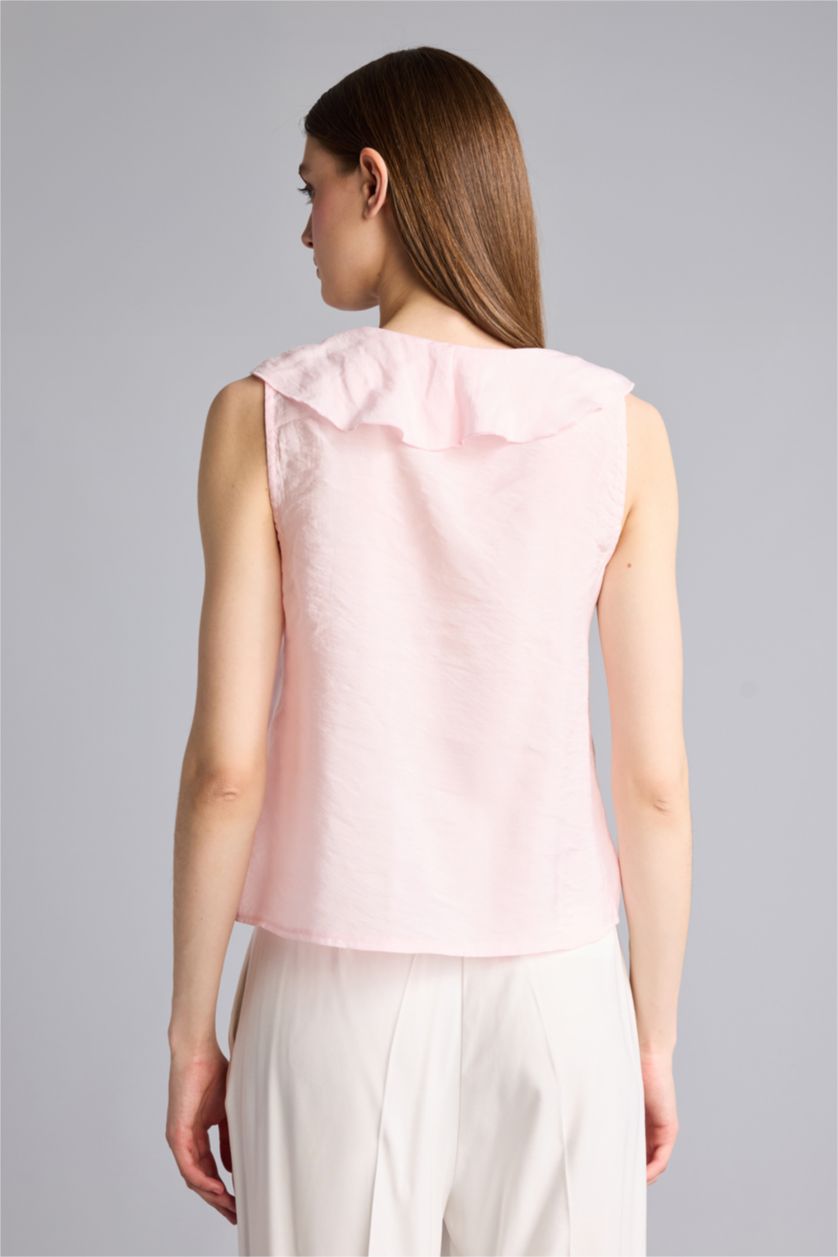 Kadın Açık Pembe Regular Fit Kolsuz Modal Bluz