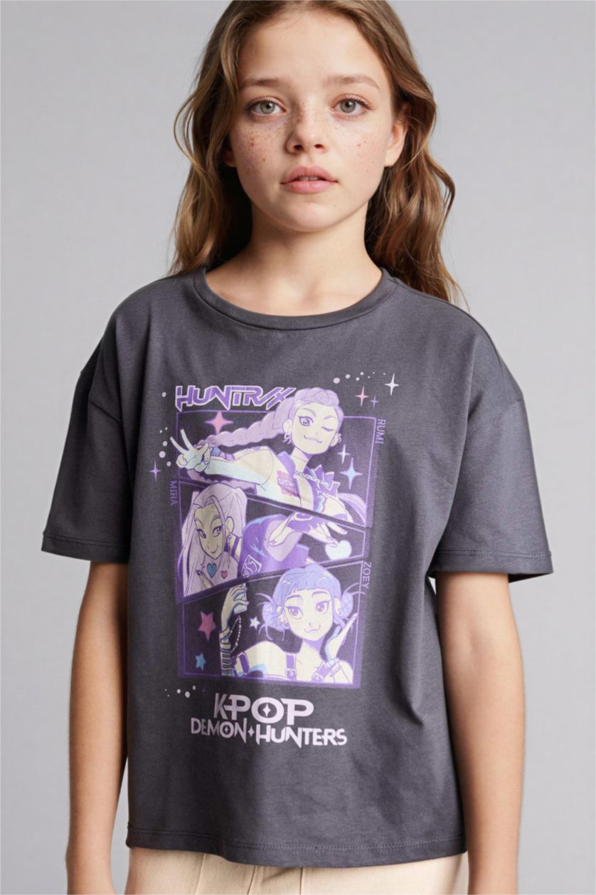 Девочки и подростки Антрацит Футболка Relax Fit K-Pop Demon Hunters для девочек