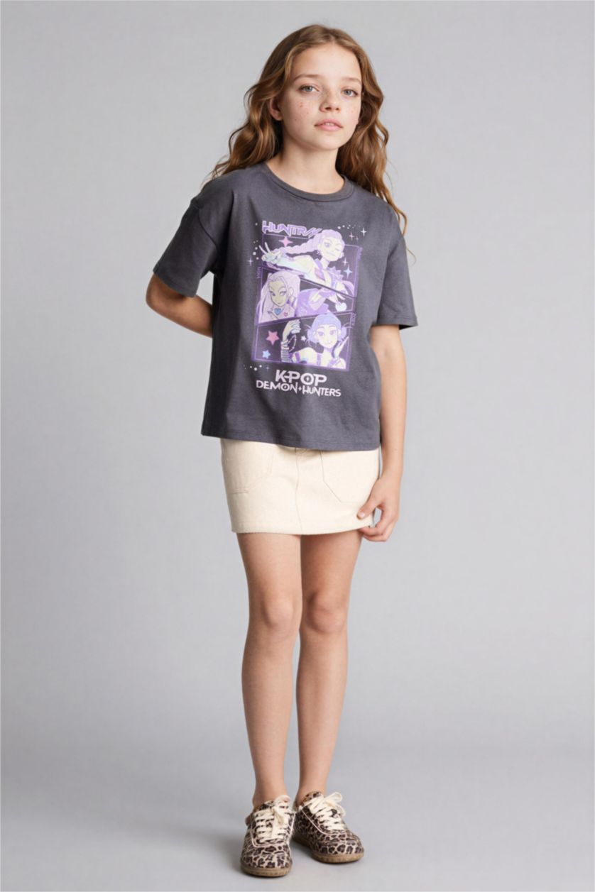 Девочки и подростки Антрацит Футболка Relax Fit K-Pop Demon Hunters для девочек