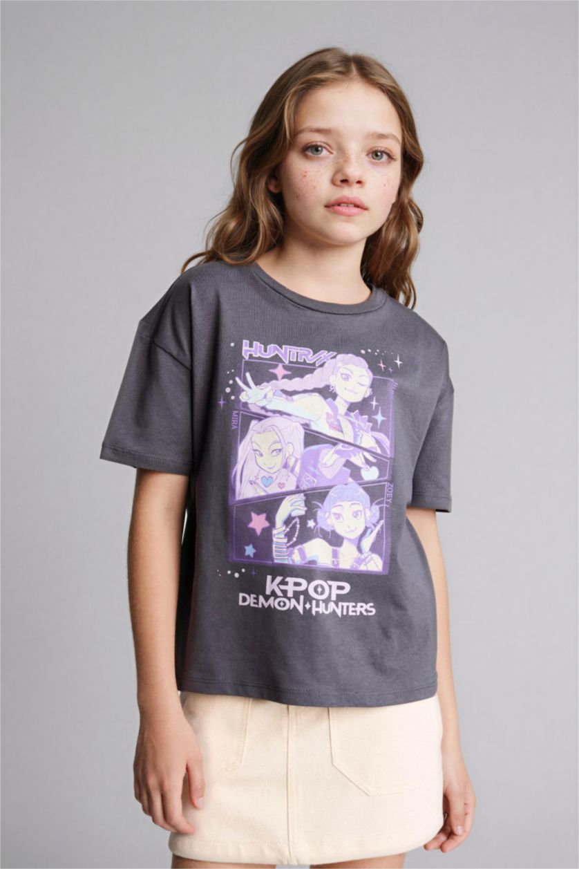 Девочки и подростки Антрацит Футболка Relax Fit K-Pop Demon Hunters для девочек