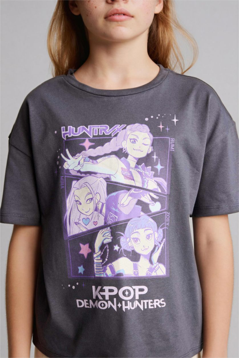 Девочки и подростки Антрацит Футболка Relax Fit K-Pop Demon Hunters для девочек