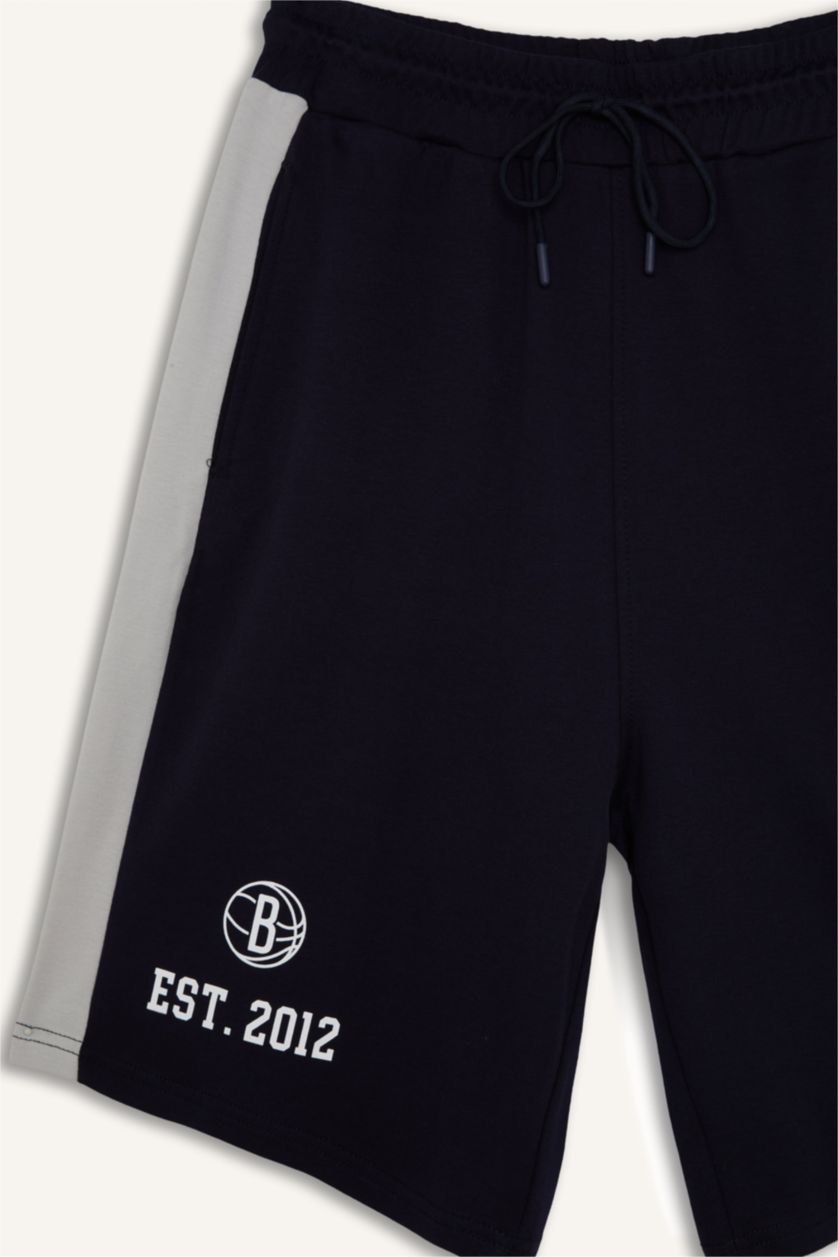 Erkek Lacivert NBA Brooklyn Nets Baggy Fıt Şort