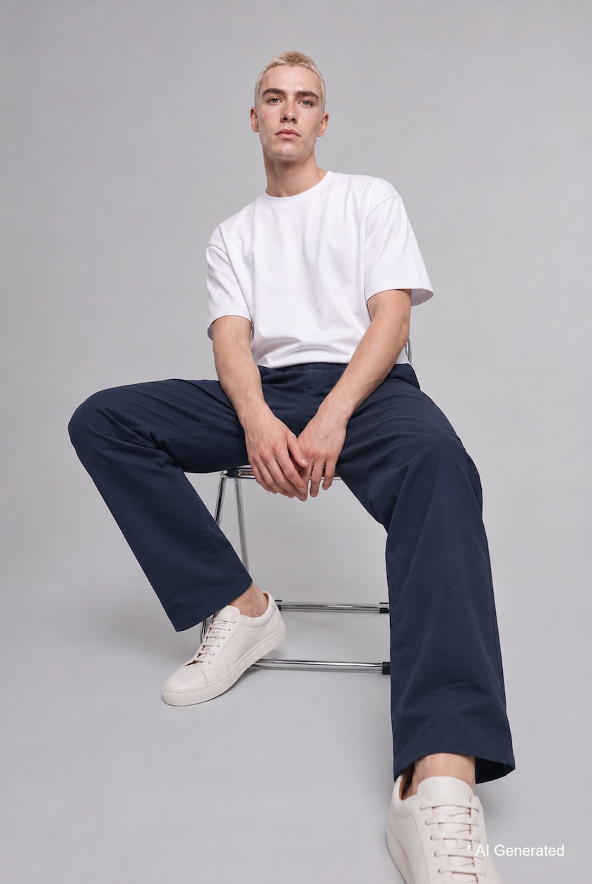 Erkek Lacivert Baggy Fit Pantolon