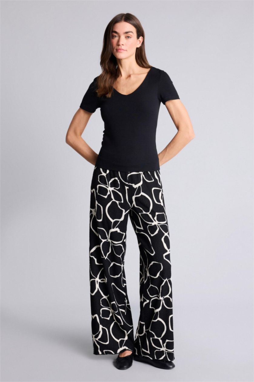 Kadın Siyah Slim Fit Basic Modal Tişört