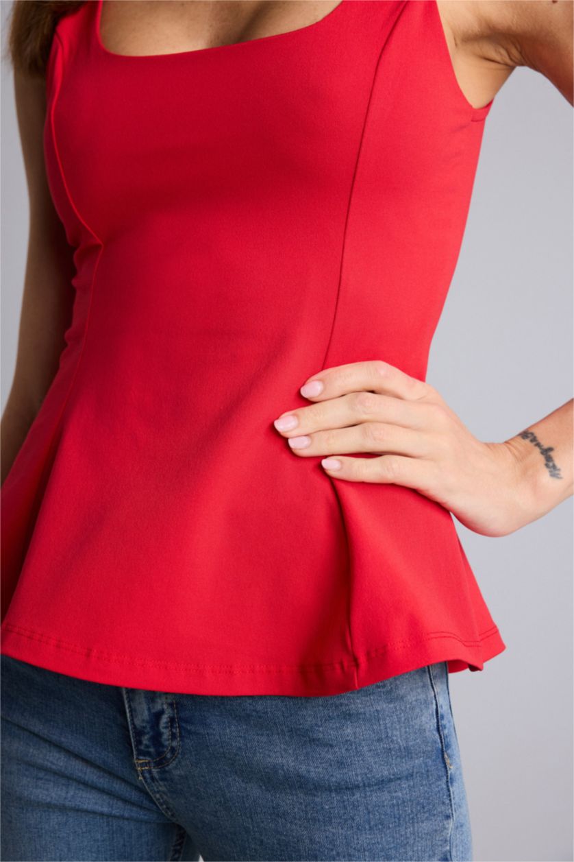 Kadın Kırmızı Slım Fıt Bürümcük Atlet