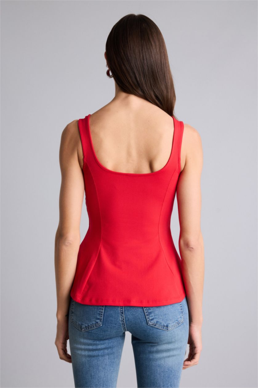 Kadın Kırmızı Slım Fıt Bürümcük Atlet