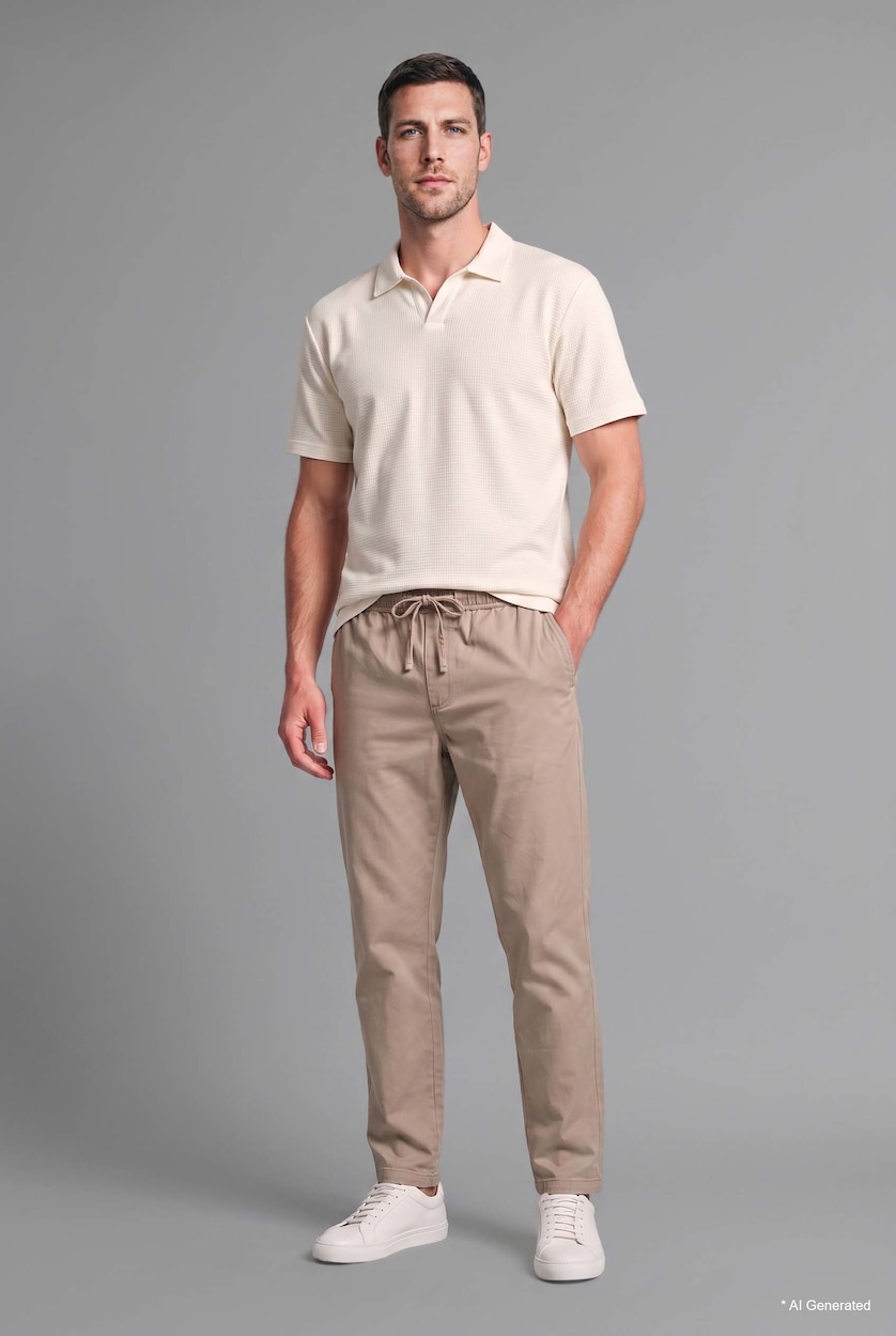 رجال بيج Relax Fit Trousers
