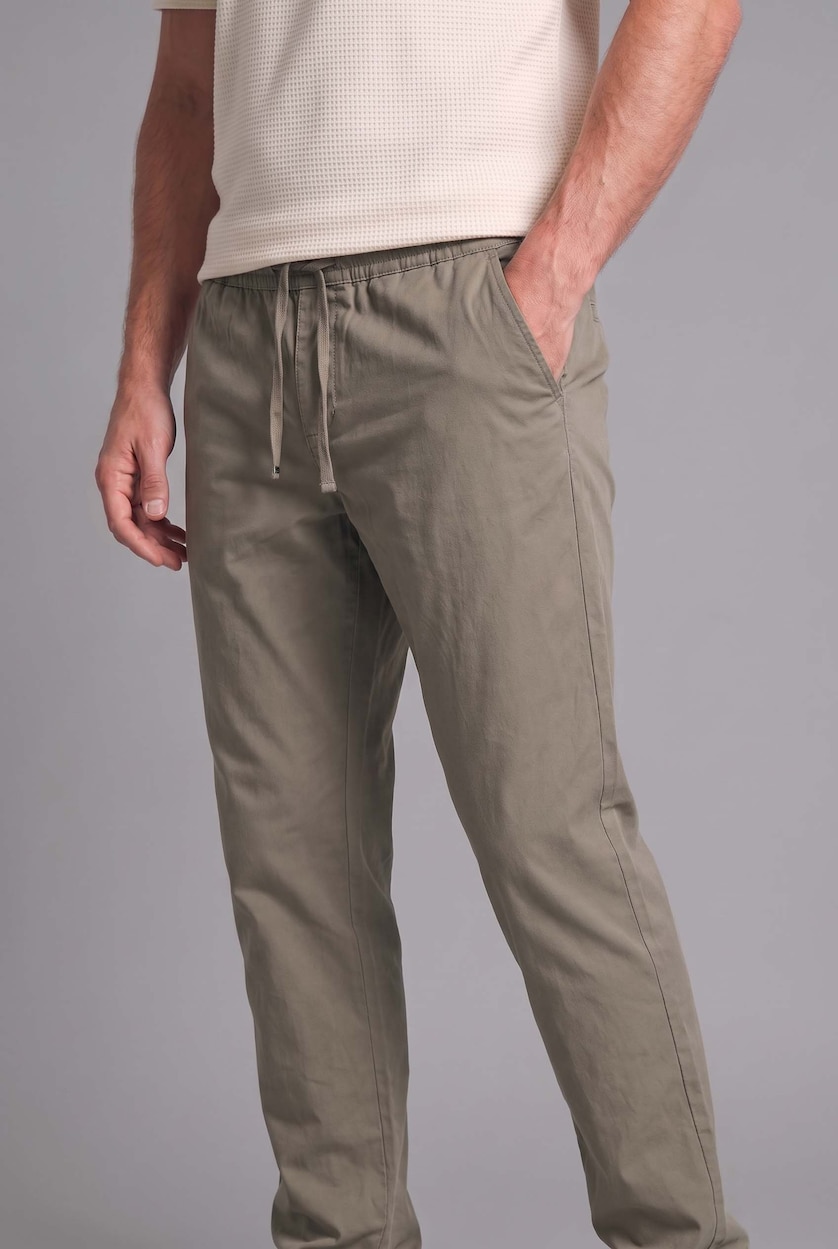 MAN Light Khaki Relaxed Fit Ultra Soft Elastic Waist Trousers