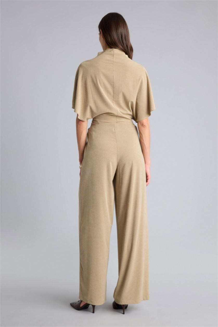 Kadın Bej Wıde Leg Krep Pantolon