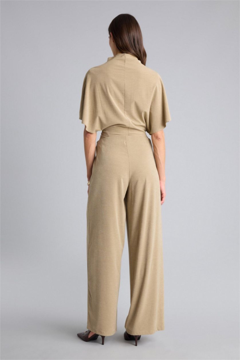 WOMAN Beige Wide Leg Crepe Trousers