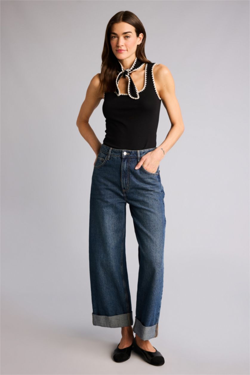 Kadın Siyah Slım Fıt Yuvarlak Yaka Ribana Atlet