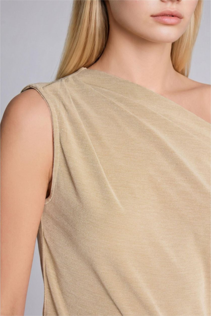 WOMAN Stone Slim Fit Crepe Short Sleeve T-Shirt
