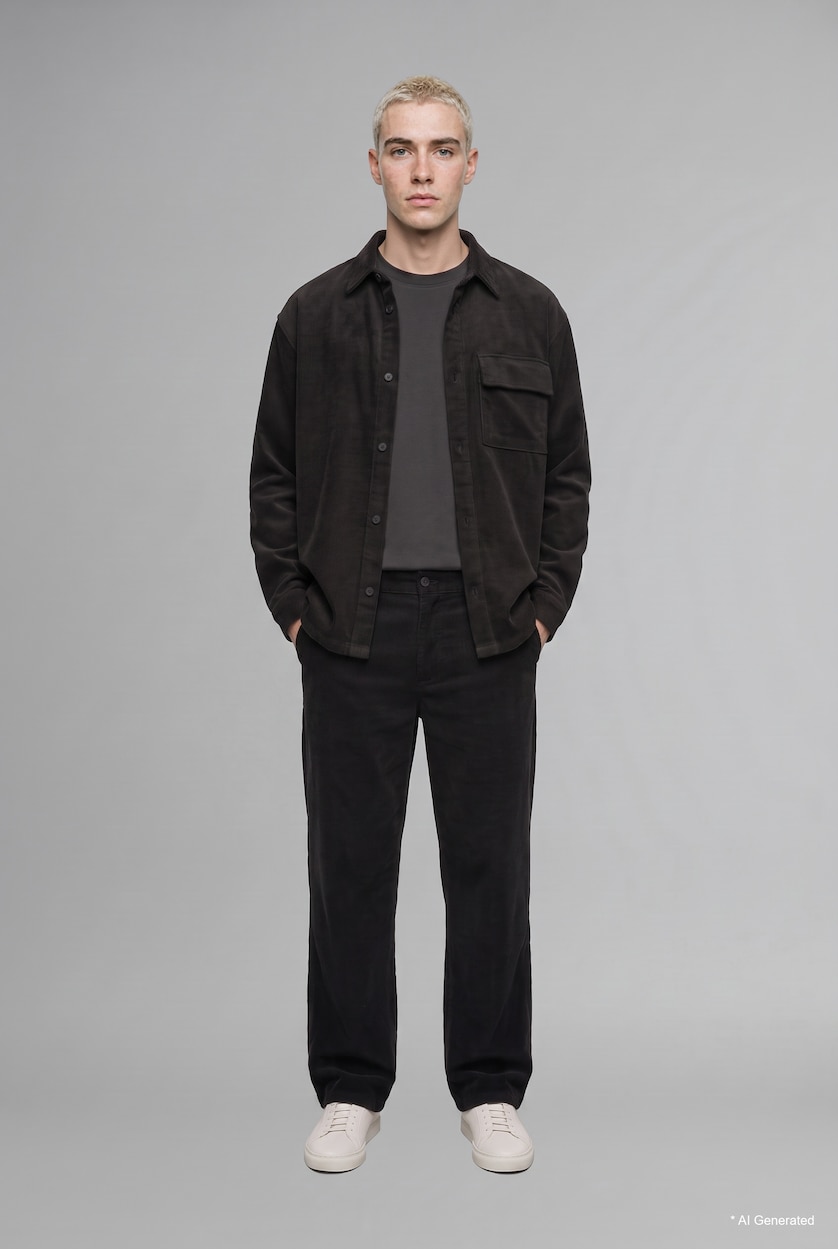 MAN Anthracite Baggy Fit Mid Waist Wide Leg Trousers
